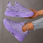 Women's Solid Color Minimalist Sneakers Lace Up Breathable Casual Soft Sole Trainers Versatile Low-top Daily Shoes