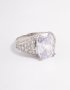 Silver Luxe Rectangle Cubic Zirconia Ring - M/l