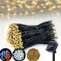 1PC Outdoor Solar String Lights 50/100/200LED Solar Fairy Lights Rope Lights Courtyard Lawn Lights Flower Wreath Street Lights Tree Mounted Solar Lights Christmas Halloween