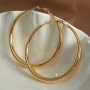 Smooth Large Golden Circle Design Hoop Earrings Iron Jewelry Vintage Sexy Style For Women Summer Party Earrings