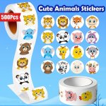 500PCS ROLL 2.5CM Cute Cartoon 16 Designs Grassland livestock Animal Stickers For Classroom Party Decoration Stationery Supplies