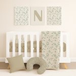 Neutral Cot Bedding Set Soft Branches And Leaves Beige