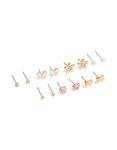 Goldair Gold Butterfly & Pearl Stud Earrings 7-PACK