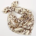 49.99CM Small Square Satin Scarf Solid Color Chain Print Vintage Neckerchief Elegant Head Wrap Hair Accessories