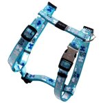 Rogz Lapz 16mm Medium Trendy Adjustable Dog H-harness Blue Bones