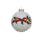 Glass Bauble With With Red Bow 8CM - Round Shape