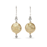 9KT Solid Gold Drop Earrings With Metal Set Crystals - Solid 9KT Rose Gold