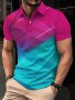 Men's Color Blocked Short Sleeve Lapel Golf Shirts Casual Style Slight Stretch Regular Fit Summer Tops Summer Golf Shirts