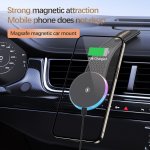 1PC 15W Car-mounted Folding Magnetic Suction Wireless Charger Surrounding Ambient Light Super Strong Magnetic Suction Not Fallin