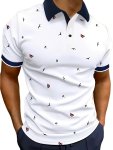 Men's Geometric Graphic Print Golf Shirt Casual Short Sleeve Shirt For Summer Outdoor