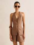Saxon Petite Halter Waistcoat - 16 Toffee Co-ord