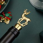 1PC Wine Stopper Stainless Steel Red Wine Stopper Elk Shape Wine Bottle Cork Expanding Beverage Bottle Stopper Preservation Red 
