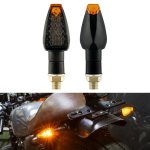 2 Pcs KC025 Motorcycle 14LED Turn Signal Light Black Shell + Smoked Black Lenses