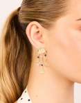Goldair Gold Sun & Moon Semi Precious Stones Drop Earrings