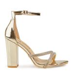 Goldair Gold Block Heel Ankle Tie Sandal