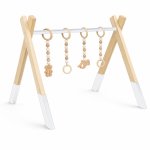 White Wooden Baby Gym With Wooden Dangles
