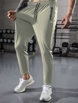 Men's Solid Track Cropped Pants With Pockets Casual Drawstring Pants For Outdoor Activities Gift
