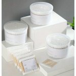 500PCS Cotton Swabs With Wooden Sticks Disposable Pointed Tip Round Head Spiral Head Makeup Cotton Buds With Storage Case Ideal
