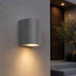 Down Facing Outdoor bathroom Wall Light- Grey