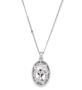 Silver Tone Oval Pendant With Large Clear Crystal