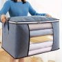 1pc Large Capacity Storage Bag With Reinforced Handle - Multipurpose Non-Woven Fabric Organizer Fragrance-Free Material Ideal For Bedding Comforters Clothes With Clear Viewing Window