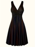 Plus Size Twist Front Tank Dress Casual V Neck Sleeveless Ruched Dress Women's Plus Size Clothing