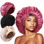 1PD Large Satin Bonnet Bonnet Hair Bonnet For Sleeping Reusable Adjusting Hair Care Wrap Cap Sleep Caps For Women