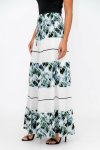 Senzaladies High Waist Boho Printed Long Pleated Skirt Free Size