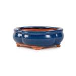 Assorted Glazed Bonsai Pots 6" - Blue Floriated 15 X 12 X 6CM