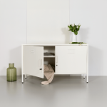 Popstrukt Metal Tv storage Unit Double Door - Soft White