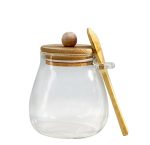 Honey Jar W wdn Lid & Spoon 10X6.5 Cm 430 Ml