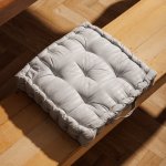 Striped Square Chair Pad Light Grey