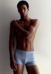 3 Pack Short Cotton Trunks - Light Blue & Black
