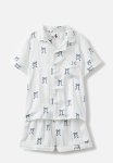 Cotton On Casey Short Sleeve Pyjama Set - Barber Blue stripe Bows