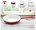 Cast Iron Enamel Coated Deep Frying Pan 1.5 L Capacity
