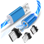 Magnetic LED USB Fast 3A Charging Cable - Blue