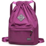 Peicees Waterproof Drawstring Sport Bag Lightweight Sackpack Backpack For Men And Women Purple