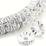 100 600PCS Silvery Plated Czech Crystal Rhinestones Round Loose Spacer Beads 8MM 0.31 In For Diy Bracelets Necklaces Handicrafts