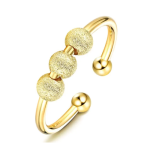 Adjustable Gold silver Plated Bead Spinner Ring - Gold Beads