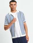 Houndstooth Button Through Polo In Ivory - Ivory XXL