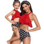 Matching Mom Or Daughter Red Polka Dot Print Two-piece Bikini - XL