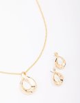 Goldair Gold Twisted Ova Necklace & Earring Jewellery Set