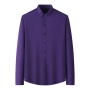 Men's Long-sleeve Stretch Shirt - Size 38 Deep Purple