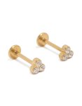 Waterproof Gold Plated Stainless Steel Bezel Set Cubic Zirconia Trio Flat Back Studs