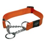 Rogz Utility XL Lumberjack Half-check Dog Collar Reflective Orange Waggs Pet Shop