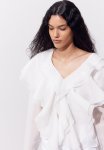 Lyocell-blend Flounced Blouse - White
