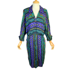 80S Geometric Print Dress - M