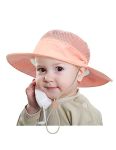 Zurlefy Pink Mesh Baby Girls Sun Hat Baby Sun Protection Beach Hat Outdoor Adjustable Bucket Hat For Baby Boy Summer Hat 32-10S