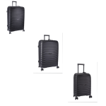 CELLINI Grande 3 Piece Set Black + Free Large & Medium Plastic Luggage Protector Cover