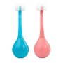 2 Pcs Three Sided Soft Silicone Fine Bristled Toothbrushes Pink And Blue